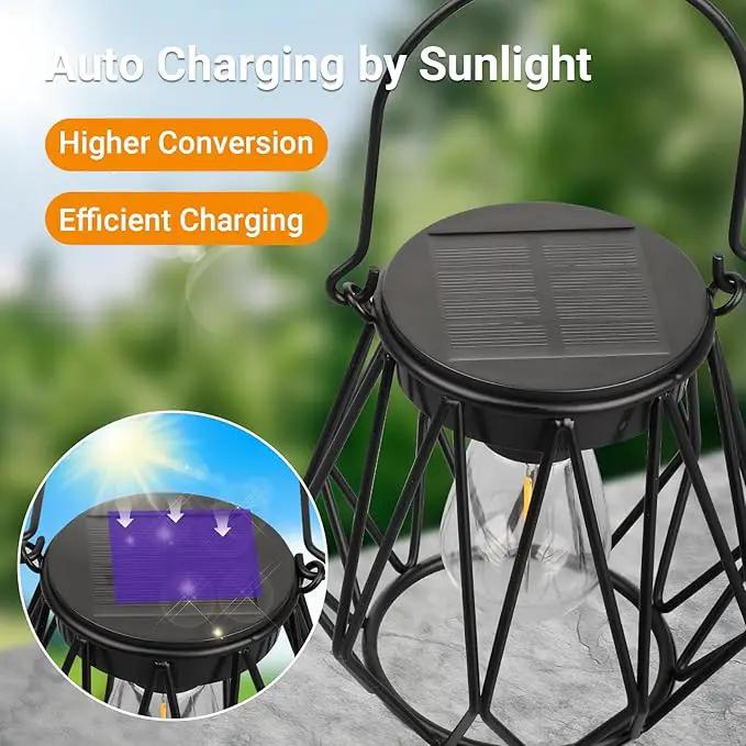 Solar Lanterns Outdoor Waterproof, Upgraded Powered Hanging Solar Lights for Outside, Auto On/Off, Brighter Hanging Outdoor Decor Lights for Yard Garden Patio Pathway 2 Pack by GreenHaven Gardens