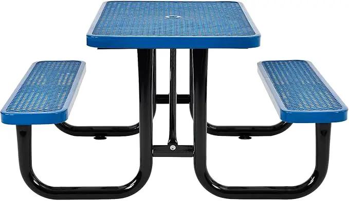Global Industrial 4' Rectangular Expanded Metal Picnic Table, 48" L x 62" W,Blue by GreenHaven Gardens
