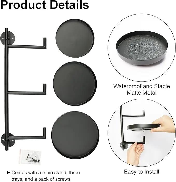 Rotating Window Wall Plant Shelves Stand Holder, 3 Tiered Metal Floating Plant Shelf Hanger Indoor , Window Sill Gifts by GreenHaven Gardens