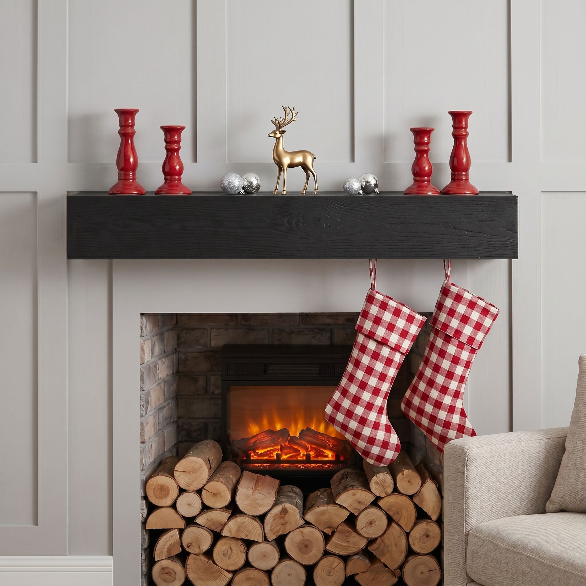 48'' Embossed Fireplace Mante, Wall Mounted Floating Shelf - Black by HouseOfZazla