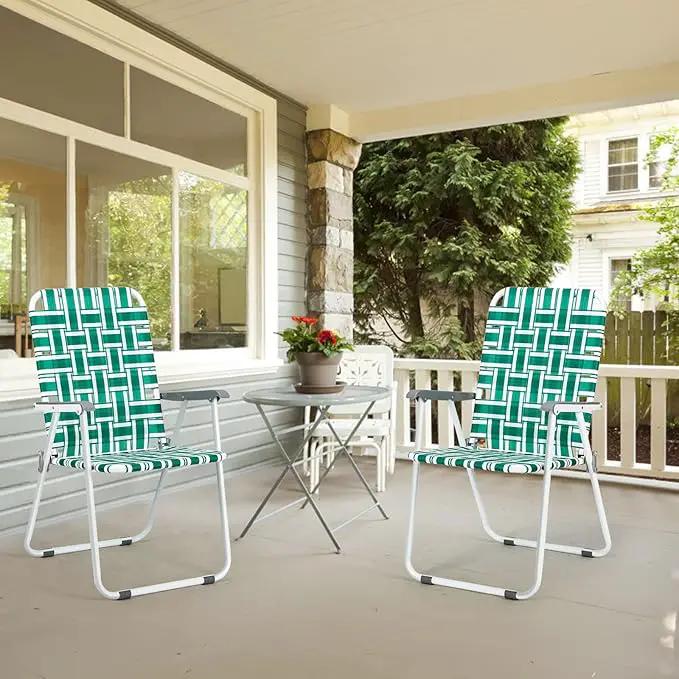 VINGLI Patio Lawn Webbed Folding Chairs1 Piece, Outdoor Beach Chair Portable Dining Chair for ir for Outdoor Yard, Garden(Green, Classic) by GreenHaven Gardens