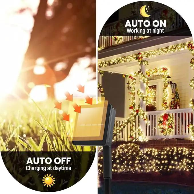 Solar String Lights Outdoor Waterproof: 50ft 100LED Solar String Lights Outdoor - Solar Powered Twinkle Fairy Tree Light with 8 Lighting Mode for Patio, Garden,Courtyards,Trees(Warm White) by GreenHaven Gardens
