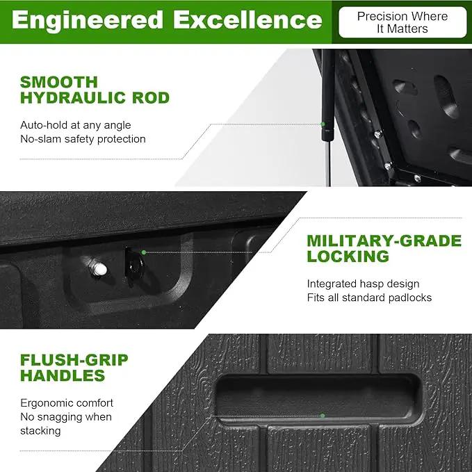 260 Gallon Outdoor Storage Box Waterproof, Extra Large Plastic Outside Deck Box Weatherproof, Resin Patio Storage Bin with Lock and Lids for Pool Equipment, Cushion, Black by GreenHaven Gardens
