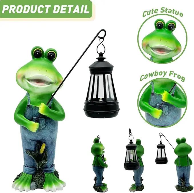 Solar Lantern Garden Statues Decor, Outdoor Frog Figurine Lights for Yard Patio Decoration - Unique Christmas Housewarming Gift for Grandma Wowen Mom by GreenHaven Gardens