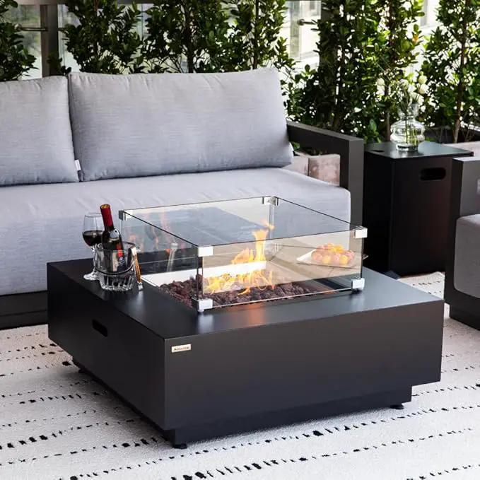 Ashton 36” Propane Fire Pit Smokeless Firepit Converts to Outdoor Gas Fire Pit for Outside Patio Firepit Table Includes Windscreen Rain & Tank Cover Lava Rocks Lid CSA Certified by GreenHaven Gardens