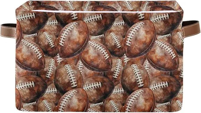 Football Rectangular Storage Basket Organizer Bin Shelf Baskets For Home Office Dorm by GreenHaven Gardens
