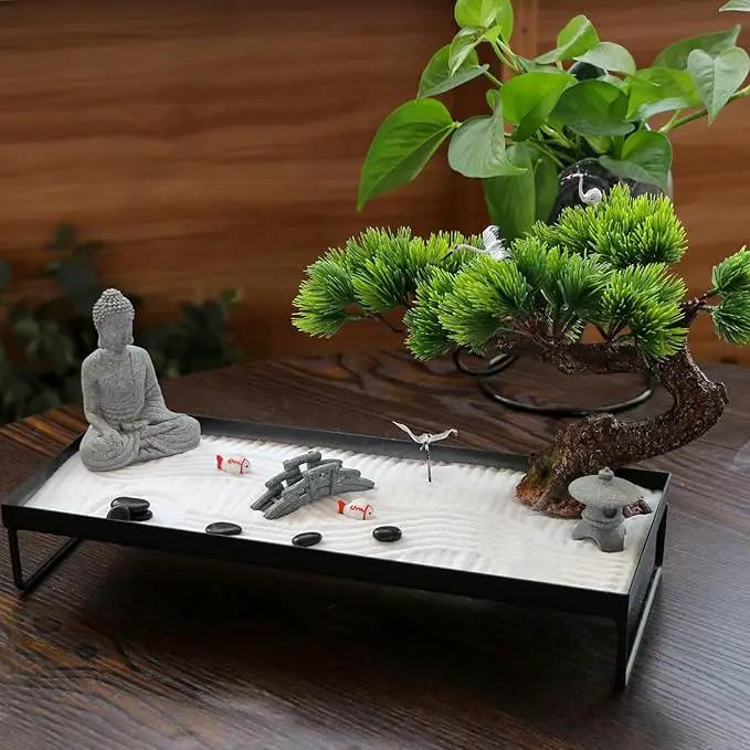 BangBangDa Japanese Meditation-Decoration - Home Office Bonsai Decor for Table Desk - Buddha Rock Sand Tabletop Decor Gifts for Women Man Friends by GreenHaven Gardens