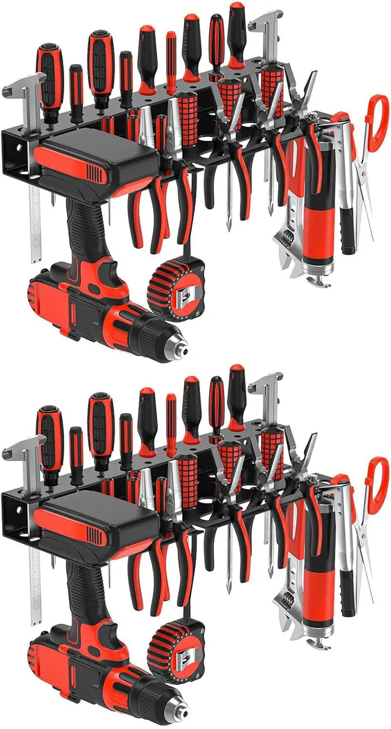 2Pcs Metal Screwdriver Organizer, Wall Mount Plier Organizer Hammer Holder, Hand Tool Storage Rack for Garage Workshop Workbench (Black, 2PCS) by GreenHaven Gardens