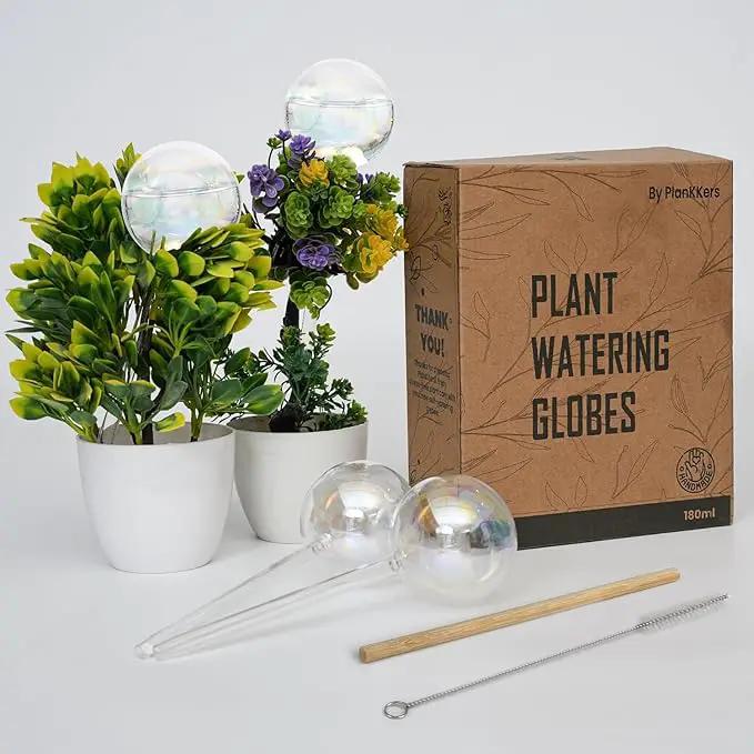 Large 4 Pcs Iridescent Self Watering Globes, Glass Rainbow Plant Watering Globes, Self Watering Planter Insert, Automatic Plant Waterer Indoor, Plant Watering Devices, Plant Water Globe, Watering Bulb by GreenHaven Gardens