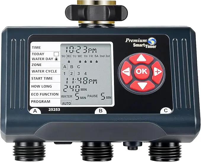 DEWENWILS Sprinkler Timer 3 Zone, Water Hose Garden Irrigation Timer with 4 Programmable Procedure and Low Battery Warning, Repeat Watering over Period, Faucet Controller with Rain Delay Mode for Lawn by GreenHaven Gardens