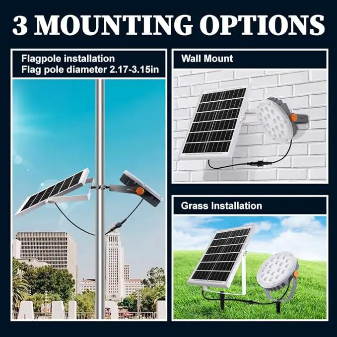 TINSUM Solar Flag Pole Lights Outdoor, Solar Powered Flagpole Lights Dimmable Lighting American Flag Coverage Bright LED Spotlight fit 2'' to 3'' Flagpoles Mount for Commercial,Garden,Boat,Fence,Barn by GreenHaven Gardens