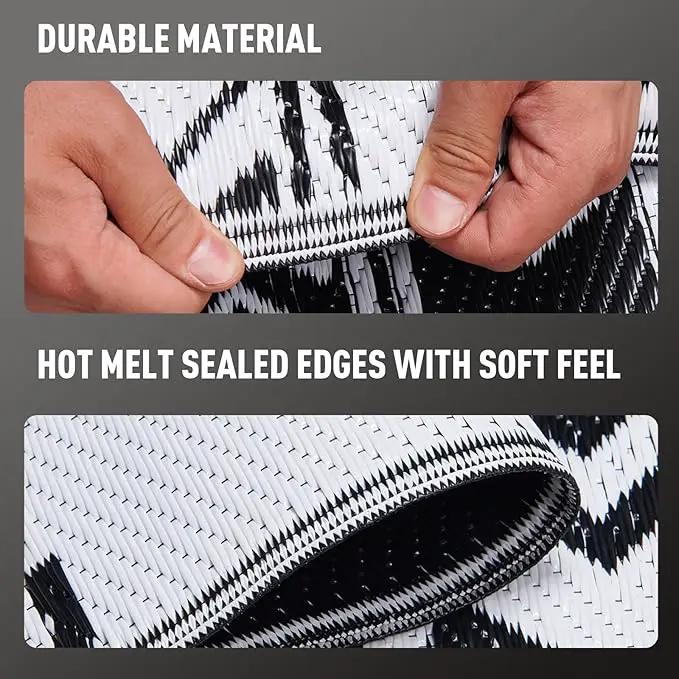 WILDROOTS 8x10 Feet Black and White Plastic Outdoor Rug, Stain Resistant Waterproof Reversible Outdoor Patio Rug, Fade Resistant Camping Rug by GreenHaven Gardens