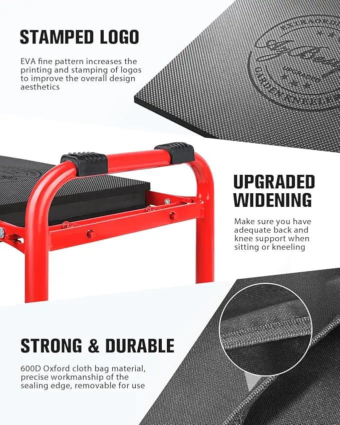 Garden Kneeler and Seat Heavy Duty,Upgraded Foldable Gardening Stool Widened to 10" Stable Wear-Resistant Prevent Knee and Back Pain, Bench High-End 2 Large Tool Bags Gift for Women by GreenHaven Gardens