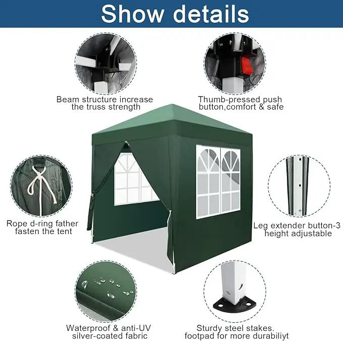 Outvita 6.5x6.5ft Pop Up Canopy Tent, Outdoor Instant Shelter Folding Canopy with 4 Side Walls and Carry Bag for Commercial Events, Party, Backyard BBQ, Camping Green by GreenHaven Gardens