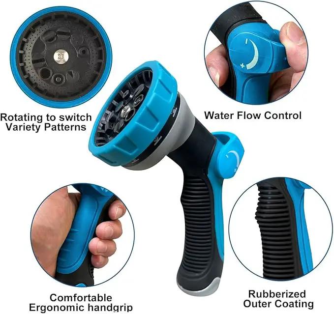 50Ft Non-Expandable Garden Hose, Flexible Water Hose with 10-Pattern Spray Nozzle, Lightweight Hose Pipe, Kink-Free, Leak-Proof, 3/4" Solid Metal Fittings by GreenHaven Gardens