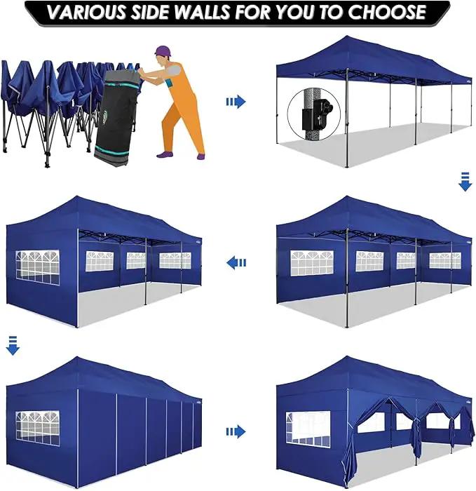 COBIZI 10x30 Pop up Canopy Tent 10x30 Canopy with Sidewalls, Heavy Duty Party Tent Tents for Parties, Foldable UPF 50+ Waterproof Commercial Easy up Canopy with Roller Bag, Navy Blue(Windproof) by GreenHaven Gardens