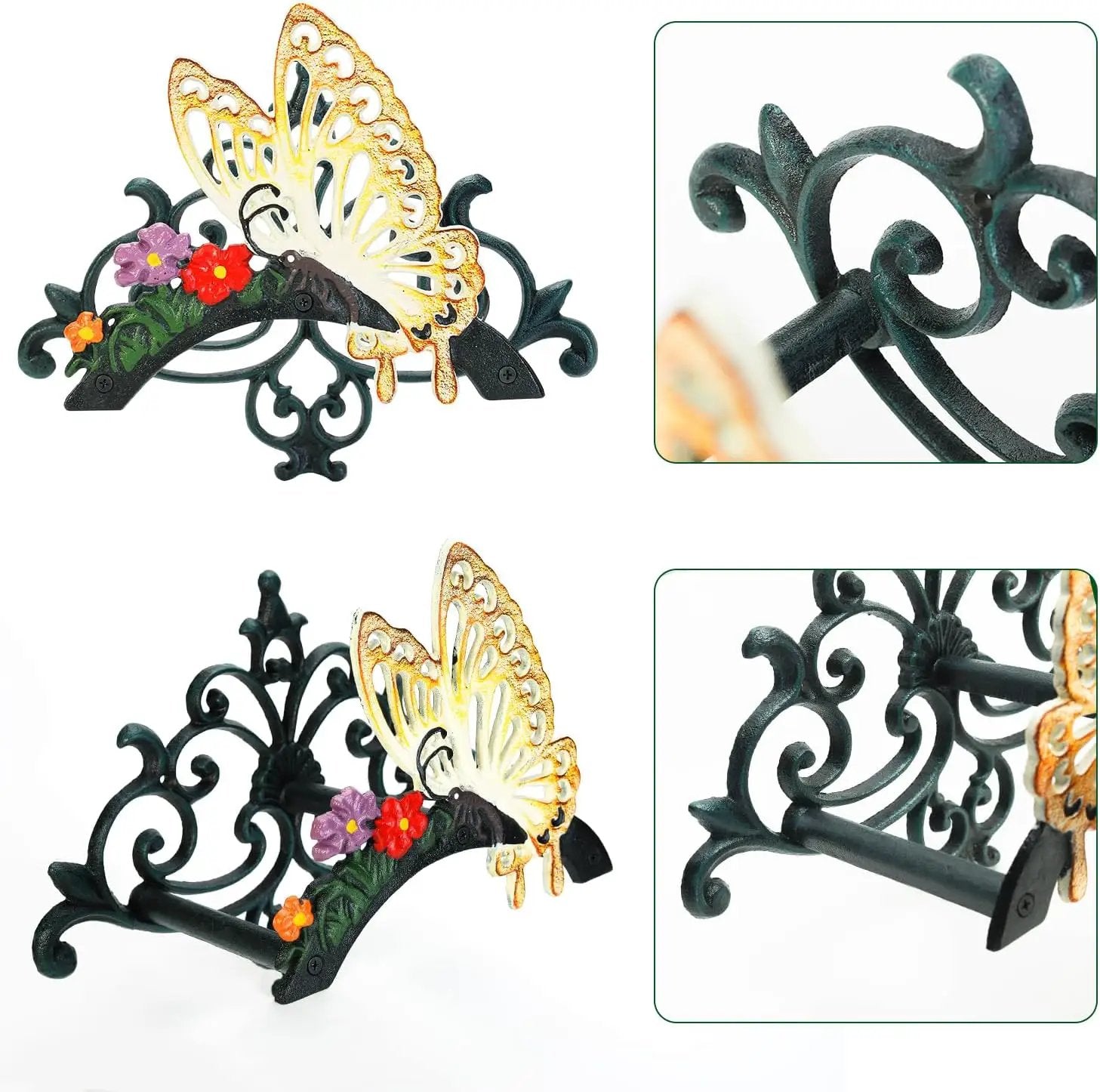 Sungmor Cast Iron Garden Hose Holder, Heavy Duty Wall Mounted Hose Hanger, Decorative Butterfly Water pipe Organizer, Hose Reel Rack for Outside, Garden Yard Decor by GreenHaven Gardens