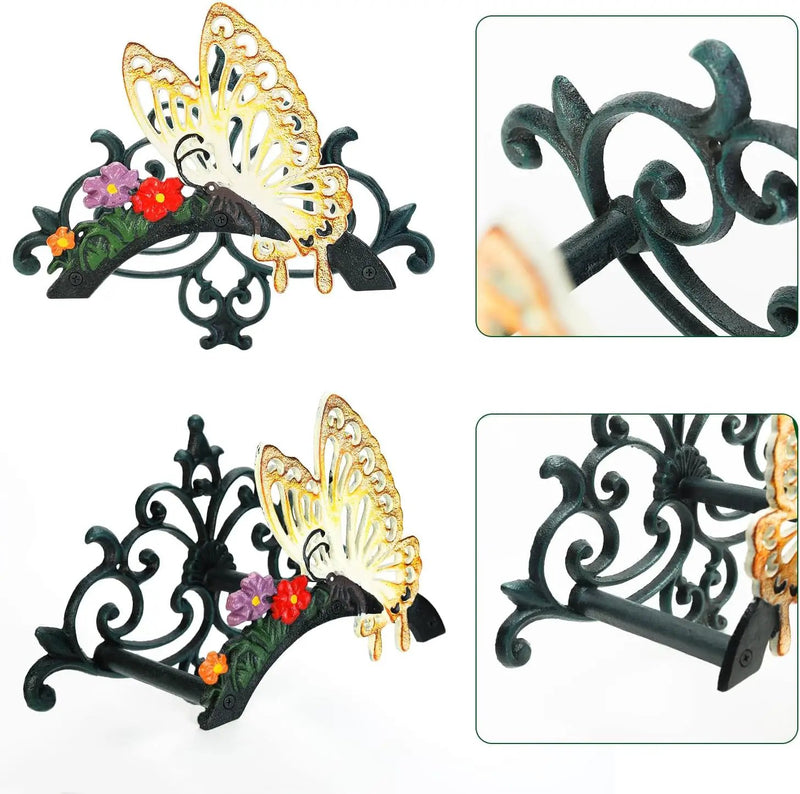 Sungmor Cast Iron Garden Hose Holder, Heavy Duty Wall Mounted Hose Hanger, Decorative Butterfly Water pipe Organizer, Hose Reel Rack for Outside, Garden Yard Decor by GreenHaven Gardens