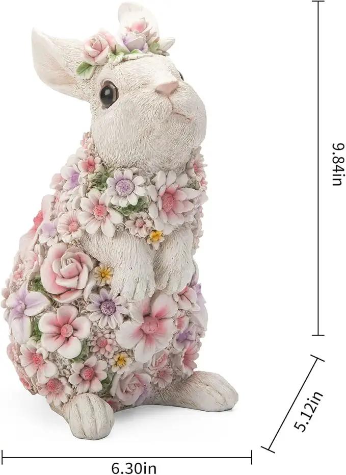 Rabbit Statue Outdoor Statues Bunny Figurines Garden Decor Resin Easter Decorations Bunnies Gifts Home House Kitchen Figurine Patio Lawn Yard Art Housewarming Funny Decoration (10inch) by GreenHaven Gardens