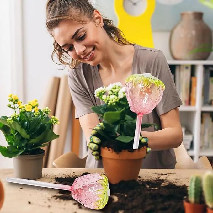 Plant Watering Globes, 2pcs Self Watering Planter Insert, Glass Watering Bulbs for Indoor Outdoor Plants, Mushroom Top-Fill Plant Watering Devices for Travel Vacation While Away by GreenHaven Gardens