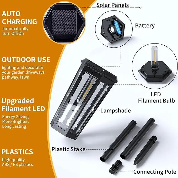 KINKAI Solar Walkway Lights Outdoor - 8 Pack Classic Pathway Light Waterproof Driveway Lamps Landscape Lighting with Filament Bulb for Outside Garden Lawn Patio Sidewalk Yard (Warm Light) by GreenHaven Gardens