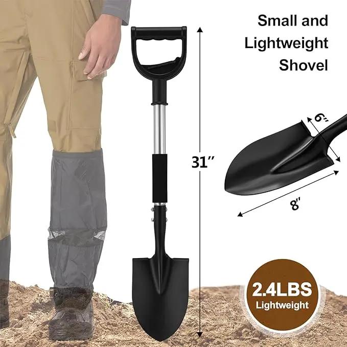 Small Shovel for Digging, 31 Inch Metal Spade Shovels with D-Grip Handle, Lightweight Short Gardening Digging Shovel by GreenHaven Gardens