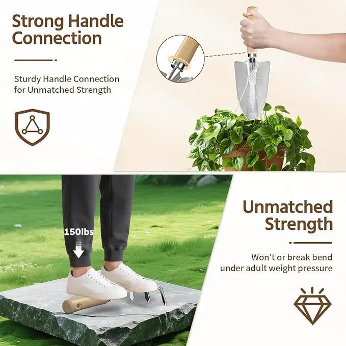 LASZOLA 9 Pcs Garden Tools Set with Tote Bag and Hand Trowel Rake Shovel, Heavy Duty Stainless Steel Gardening Kit for Outdoor Plant, Standable Portable Handbag Organizer, Ideal for Women Mom, Green by GreenHaven Gardens