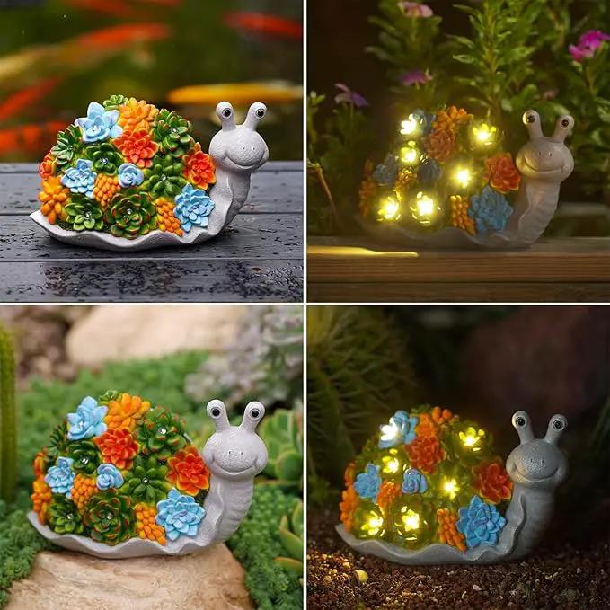 Nacome Snail Statues with Succulent for Garden Decor: Solar Outdoor Clearance Outside Yard Art Porch Patio Balcony Front Lawn Ornaments –Birthday Gifts for Mom Grandma Women by GreenHaven Gardens