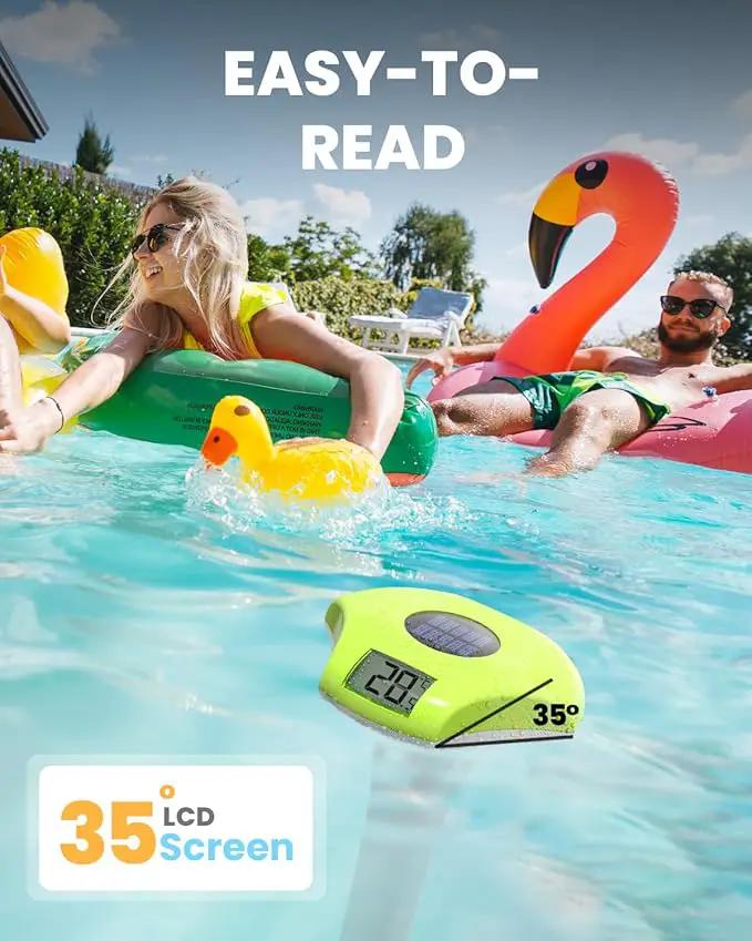 BALDR Pool Thermometer Floating Easy Read, IPX8 Waterproof, Solar Powered Digital Pool Thermometer with LCD Screen,Suitable for Swimming Pool/Hot Tub/Hot Spring/Aquarium (Green) by GreenHaven Gardens
