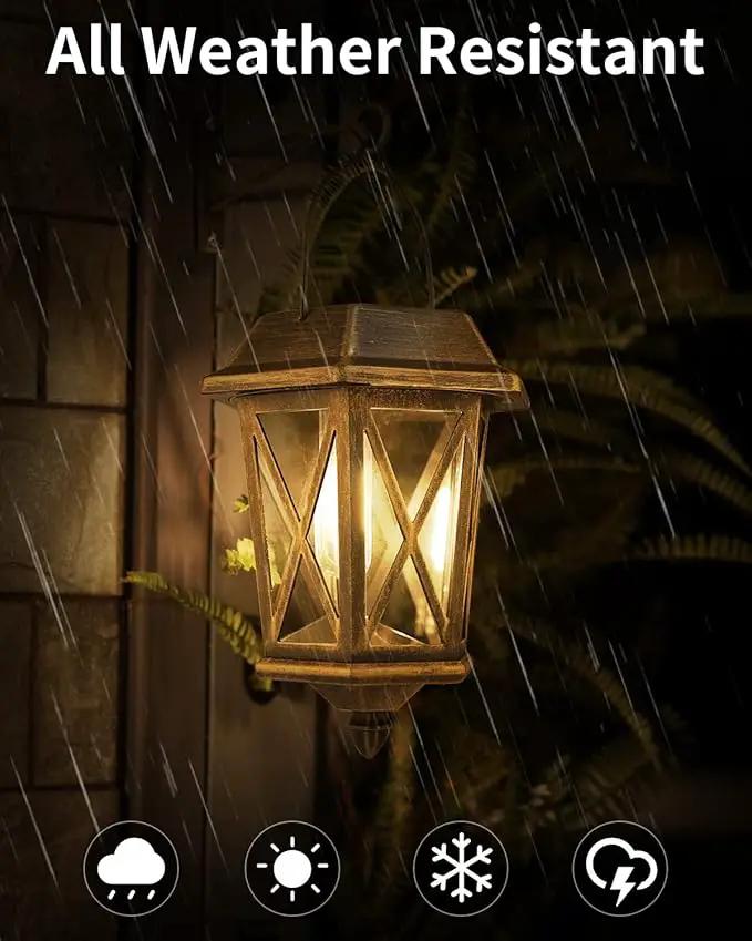 Solar Lantern Outdoor Waterproof, Metal Solar Lights Outdoor with Clear Glass, LED Solar Powered Lights Wall Mount for Yard Garden Wall Outdoor, Bronze - 2 Pack by GreenHaven Gardens