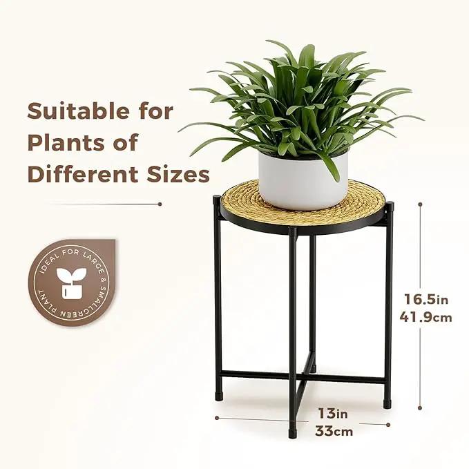 Bamworld Rattan Plant Stand Indoor,Round Plant Table for Large Plants,Tall Heavy Duty Plant Holder for Living Room Bedroom Balcony,Boho Rattan Decor by GreenHaven Gardens