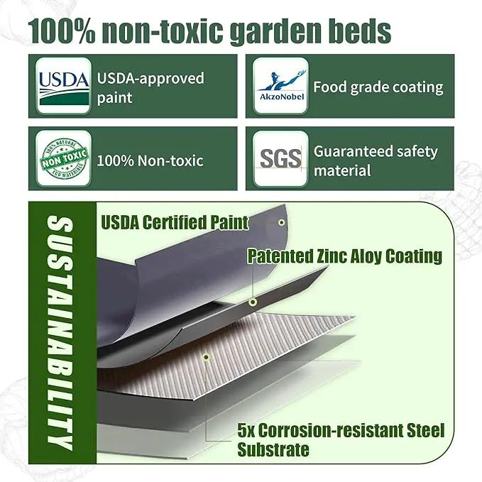 17" Tall Raised Garden Beds Outdoor - Galvanized Aluminum-Magnesium Stainless Steel Durable Metal Planter Box for Growing Plants, Vegetables, Flowers, Fruits (Deep Grey) by GreenHaven Gardens
