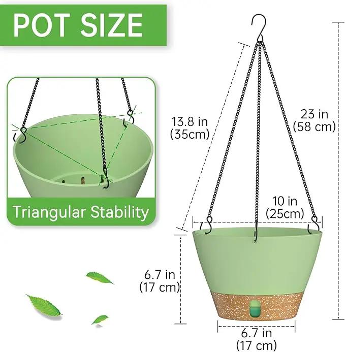 ZMTECH Hanging Planters for Indoor Plants Set of 2 Self Watering Hanging Pots Hanging Baskets Hanging Flower Pots for Outdoor Hanging Plants(10 Inch, Green) by GreenHaven Gardens