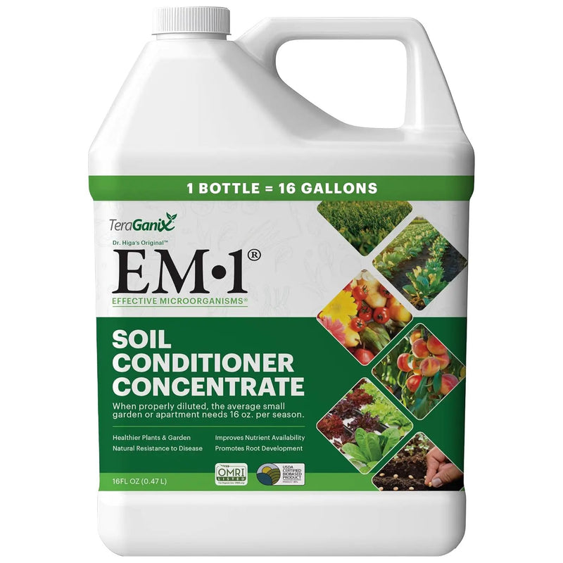 TeraGanix EM-1 Soil Conditioner (1 Btl = 16 Gal), Microbial Inoculant Concentrate, Plant Growth, Root Enhancer, Liquid Probiotic for Soils & Plants, Seed Germination, Garden, Lawn Care (16 fl oz) by GreenHaven Gardens