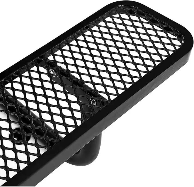 Global Industrial 8’L Rectangular Picnic Table, Expanded Metal, Black Thermoplastic Coating, Attached Benches, 1-1/2” Umbrella Pole Hole, Outdoor-Rated, 1000 lb Capacity, 96” x 30” Tabletop by GreenHaven Gardens