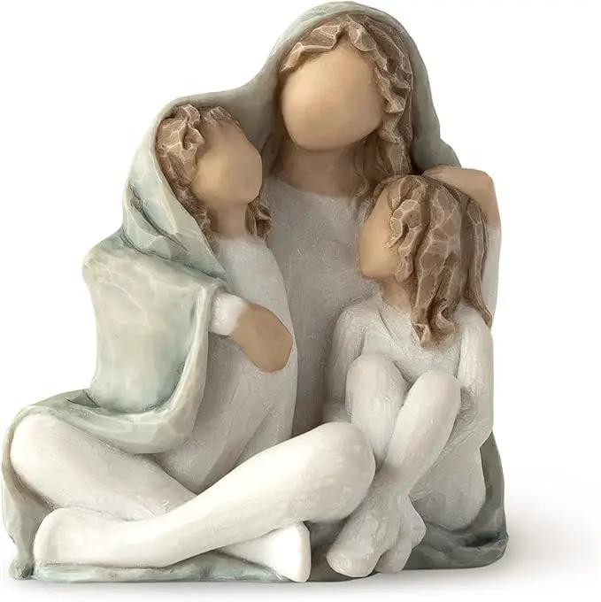 Willow Tree Cozy, Close Together, we Three, Loving Embrace from Mother, Grandmother, Caregiver, Nanny, Depicts Playful Relationship and Imaginative Play, Sculpted Hand-Painted Figure by GreenHaven Gardens