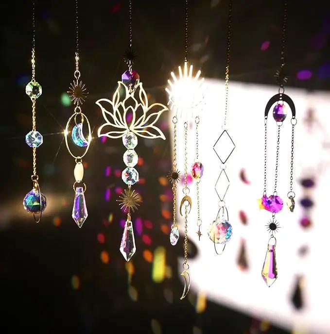 ilclviz Suncatcher Crystal Hanging Sun Catcher Prism with Chain Pendant Ornament Crystal Balls for Window by GreenHaven Gardens
