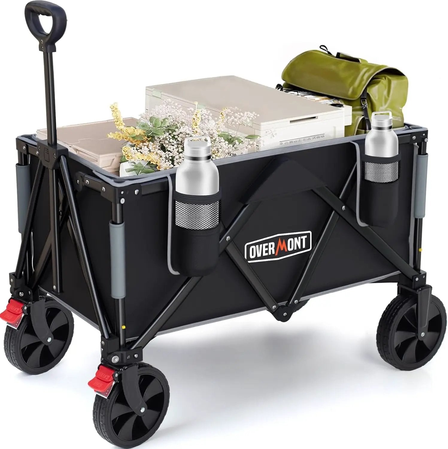Overmont 150L Wagons Carts Foldable - Large Capacity Folding Collapsible Wagon Cart for Grocery Camping Utility Gardening Sports Travelling- 330lbs Load by GreenHaven Gardens
