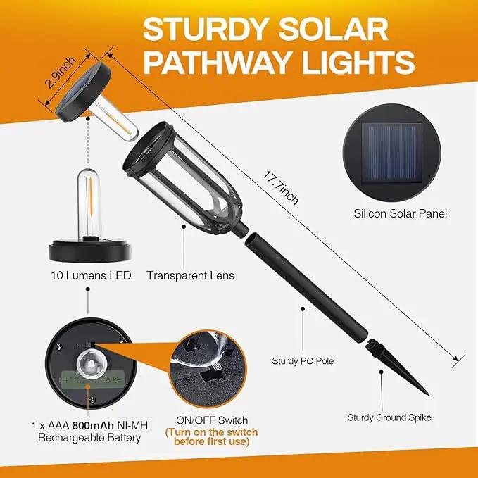Solar Pathway Lights Outdoor, Bright Solar Lights Outdoor Waterproof IP65, Auto On/Off Driveway Patio Light, LED Solar Garden Lights Landscape Lighting for Walkway Lawn Yard (4 Pack) by GreenHaven Gardens