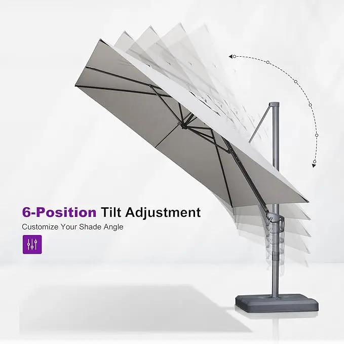 PURPLE LEAF 10 FT Cantilever Patio Umbrella Outdoor Aluminum Offset Square Umbrella with 3 Years Fade Resistance Recycled Fabric and 360-degree Rotation for Deck Pool Garden, Pebble Grey by GreenHaven Gardens