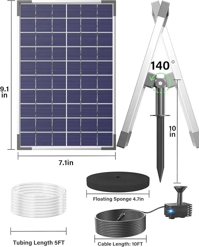 Biling Solar Water Pump for Bird Bath, 6.5W Solar Panel Kit Outdoor Solar Fountain with DIY 5ft Tubing for Small Ponds Garden and Pool by GreenHaven Gardens