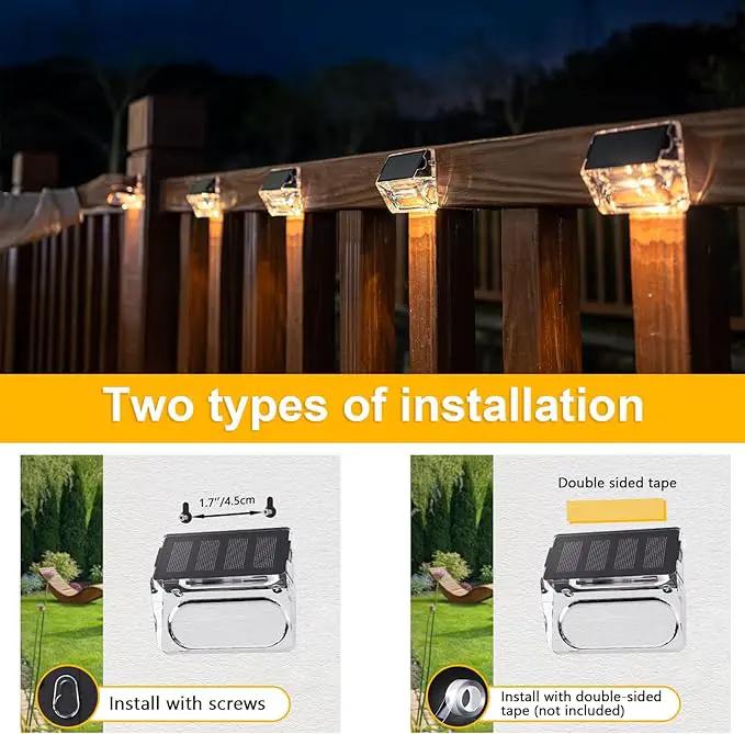 Solar Outdoor Lights, 8 Pack Solar Fence Deck Lights, Waterproof Outside Lighting for Step Railing Wall Pool Stair Yard Garden Patio Pool Decorations (Warm White) by GreenHaven Gardens