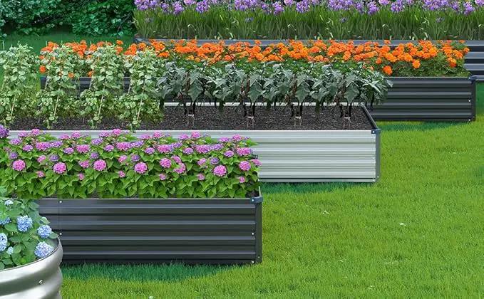 MGNO 2pcs 10x3x1FT Galvanized Raised Garden Bed-Outdoor Planter Box for Vegetables-Metal Garden Bed,Rectangle Planting Box for Herb,Flower,Black by GreenHaven Gardens