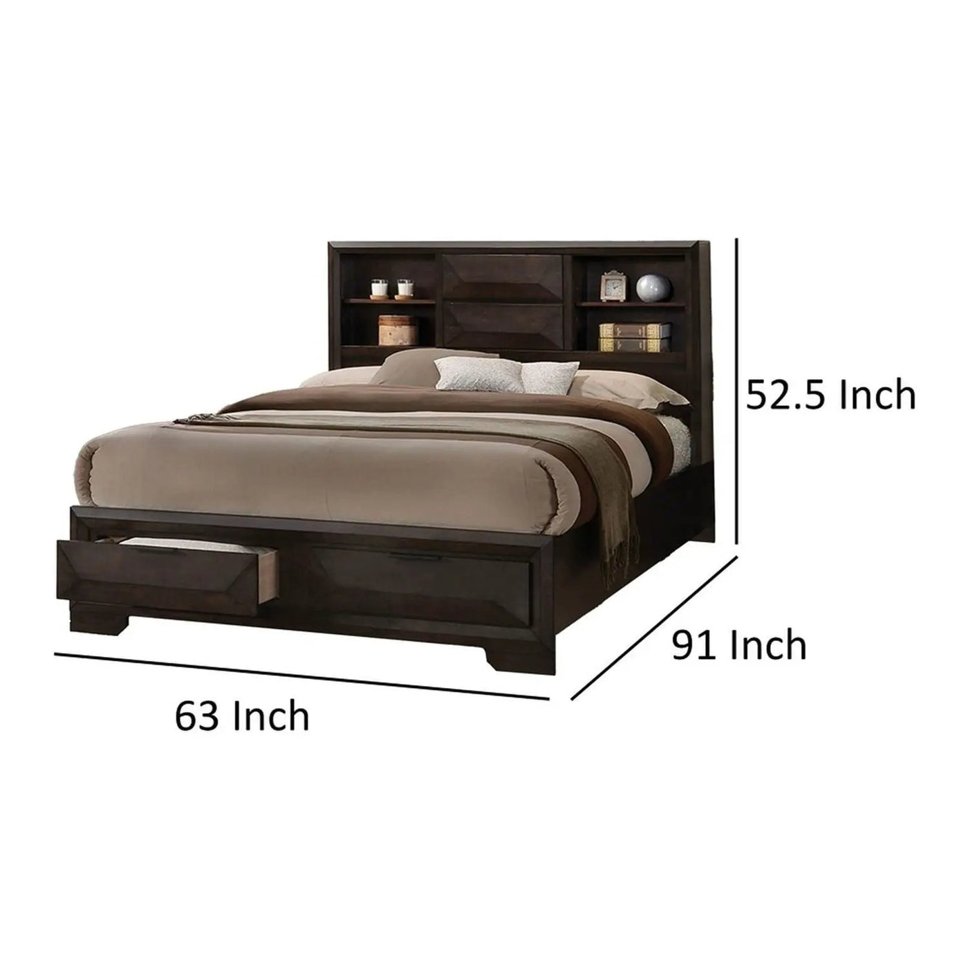 Contemporary Style Bed With Bookcase Headboard And Footboard Storage by HouseOfZazla