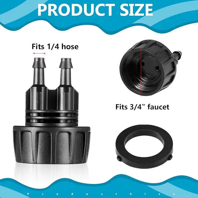 Retisee 12 Pcs 1/4 Inch Drip Irrigation Hose Connectors to 3/4 Inch Garden Faucet Adapter Drip Irrigation System Convert 3/4 to 1/4 Drip Hose Fittings with 12 Washers for Garden Irrigation by GreenHaven Gardens