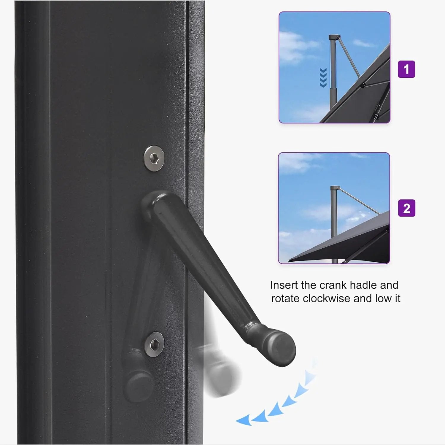 PURPLE LEAF 11.5' X 11.5' Telescopic Patio Umbrella Outdoor Cantilever Umbrella Square Up Down Lifting Offset Umbrella with 360-degree Rotation for Garden Deck Pool Patio Grey by GreenHaven Gardens