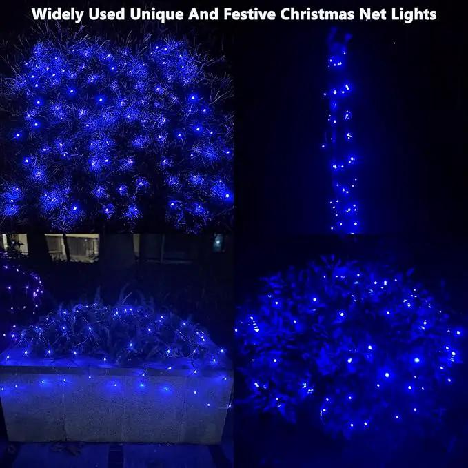 HISHINY LED Blue Christmas Net Lights Outdoor Christmas Decorations 5ftx5ft 100LED Green Wire,Connectable Outdoor Indoor Yard Mesh Shrub Net Lights String for Halloween Chritmas Party,Tree,Bush(Blue) by GreenHaven Gardens