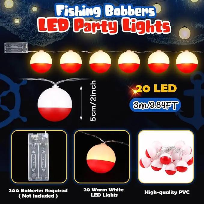 Deekin 1 Pcs LED Fishing Birthday Decorations Bobbers String Lights Battery Powered Ofishally One Theme Decor with Extra Bulbs for Gone Fishing Birthday Party Supplies Pole Party Favors by GreenHaven Gardens
