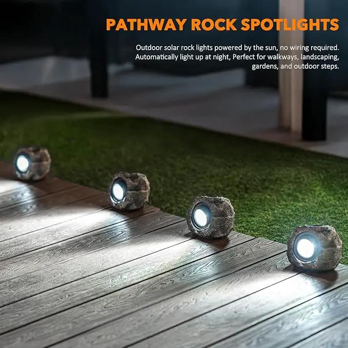 Solar Rock Lights, 2 Pack Outdoor Decorative Garden Spotlights for Pathway, Walkway, Yard, Landscape, Patio (Dark Brown) by GreenHaven Gardens