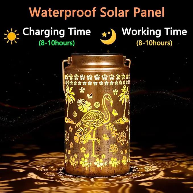 2 Pack Flamingo Solar Lanterns Outdoor Waterproof, Metal Hanging Lights Decorations for Garden Yard Lawn Patio, Flamingo Gifts for Women Mom Grandma Gardener for Mother'Day Christmas by GreenHaven Gardens
